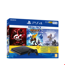 PS4 500GB Mega Paket(HZD-CE+GTS+RC+3ayP)                        Oyun Konsolu